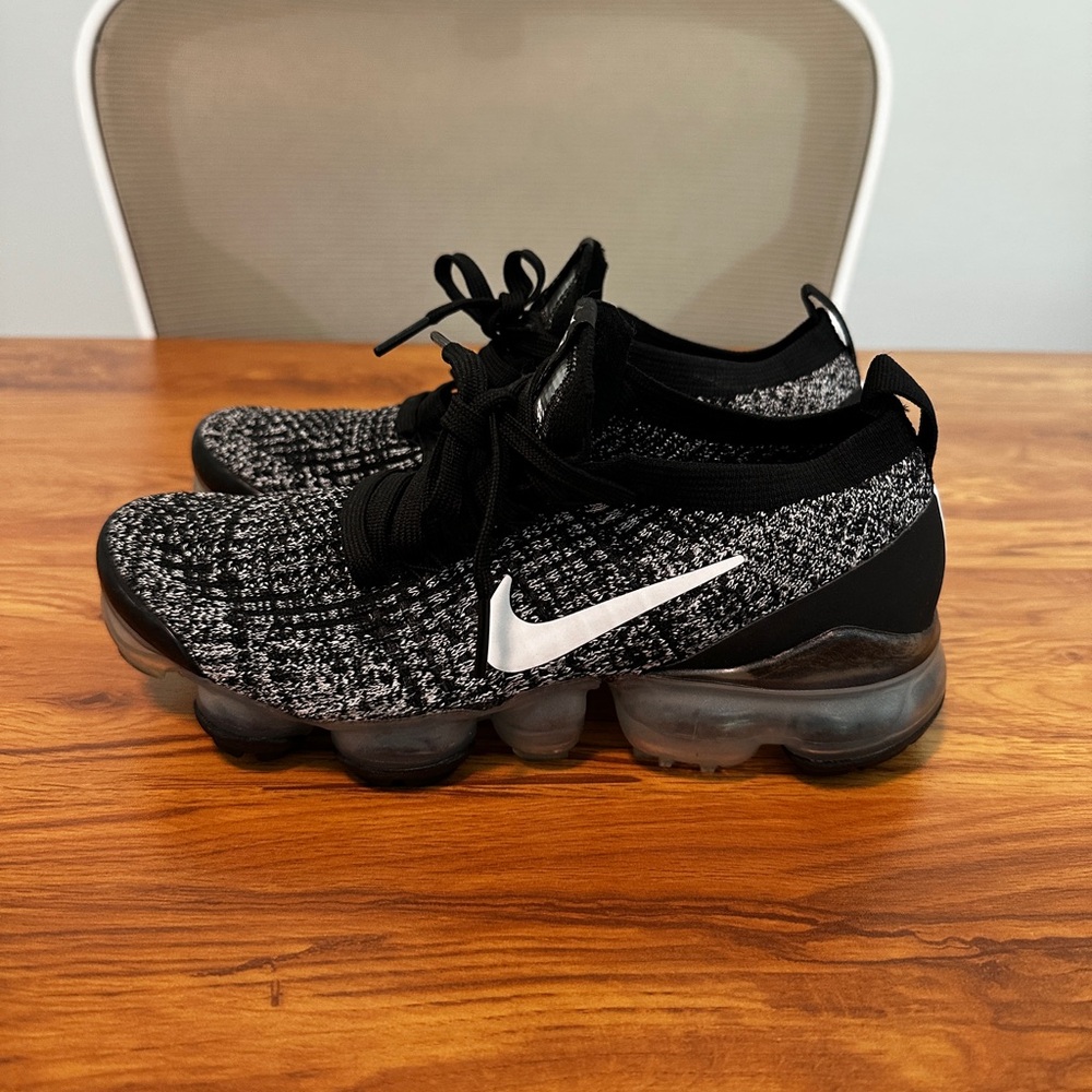 Nike Black and White Knit Vapor Max Sneakers